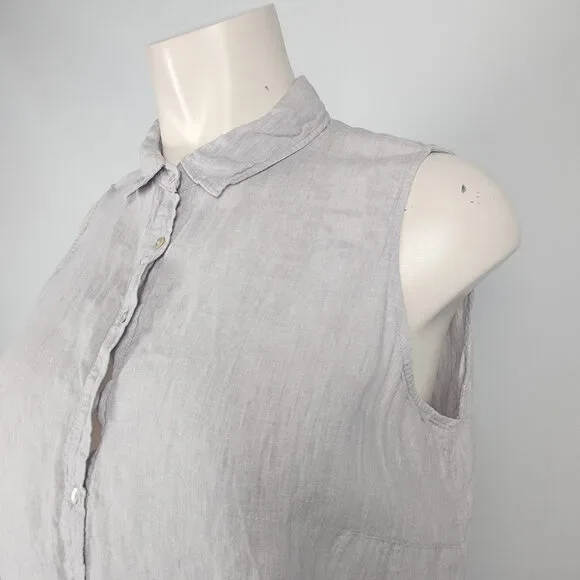 Tahari Grey Linen Sleeveless Collared Dress Dress Size 2X - Picture 4 of 9